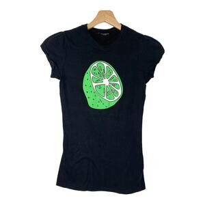 Black T-Shirt Green Lime Dorothy Perkins London Size Small